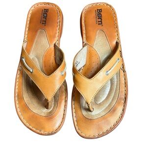Born Leather Thong Sandals Women’s 9 Orange Comfort Flip-Flop READ